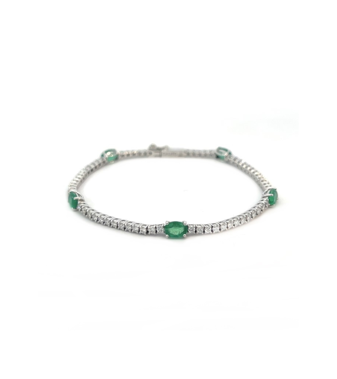 White Gold 18K Bracelet with Diamonds and Emeralds by Casato 